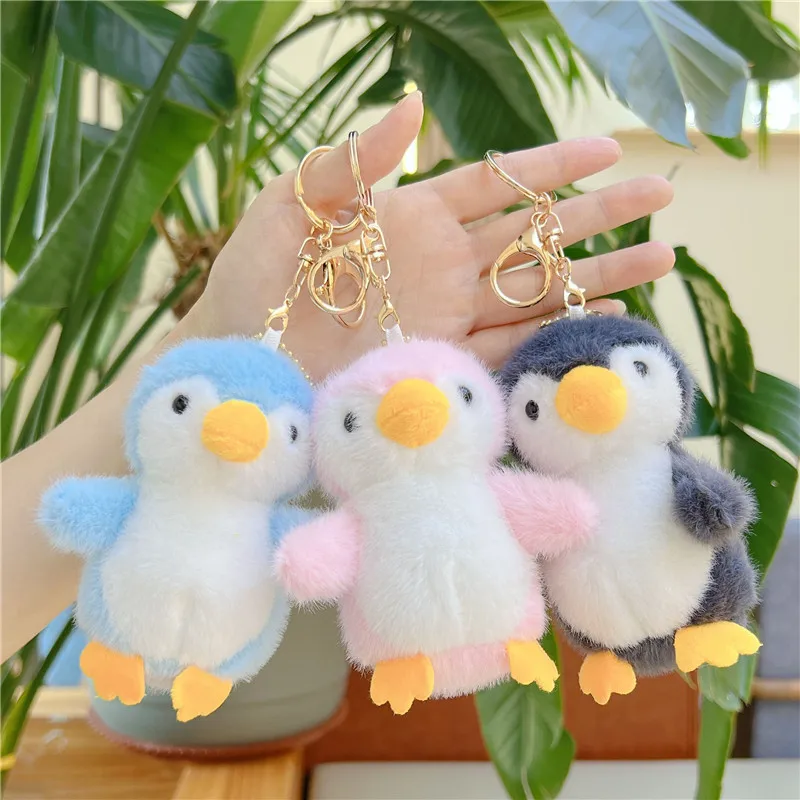 High quality Penguin keychain cute plush keychain furry custom wholesale plush toy keychain