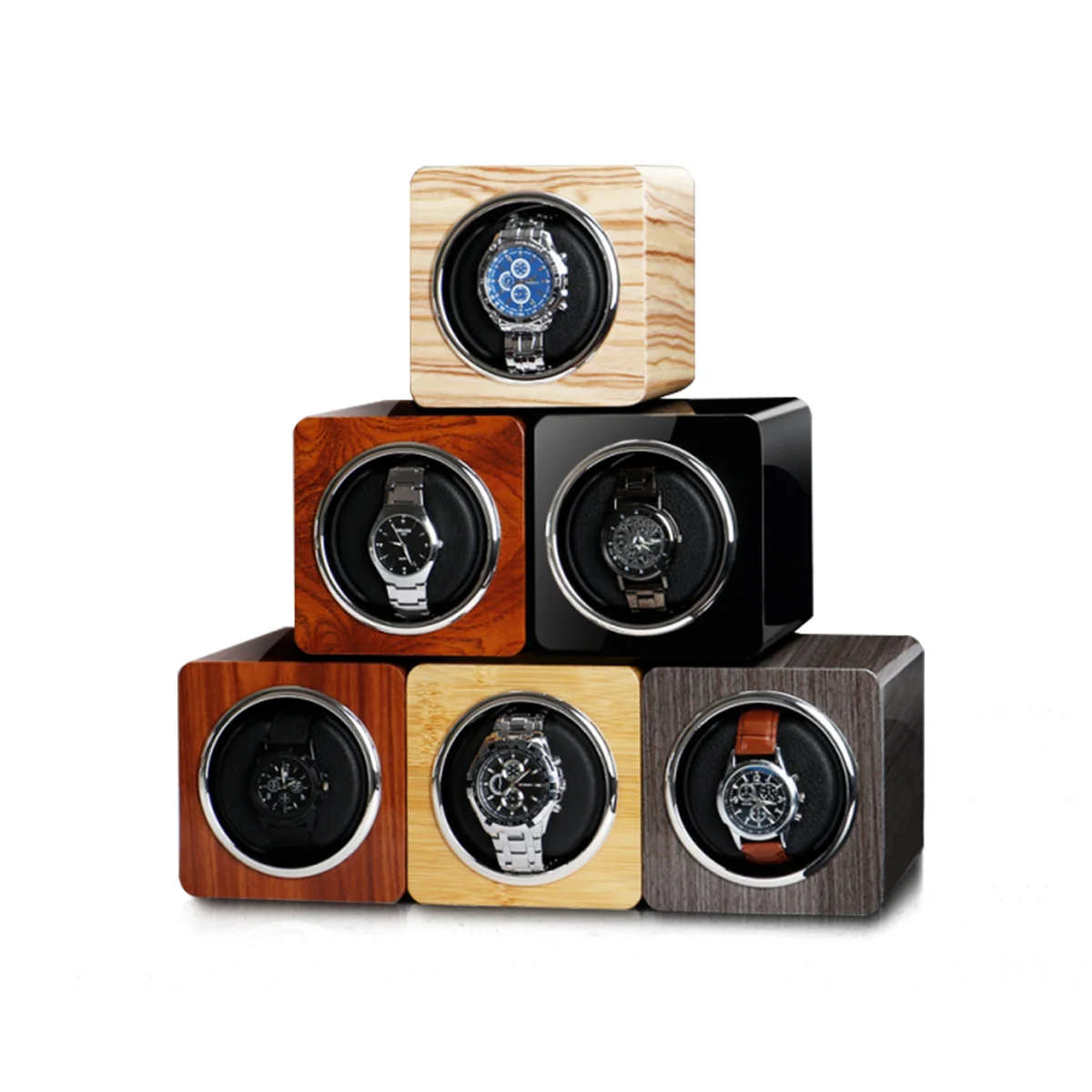 Automatic Watch Winder Box Luxury Wooden Watch Storage Case with Quiet Motor 4 Rotation Mode for Birthday Gift