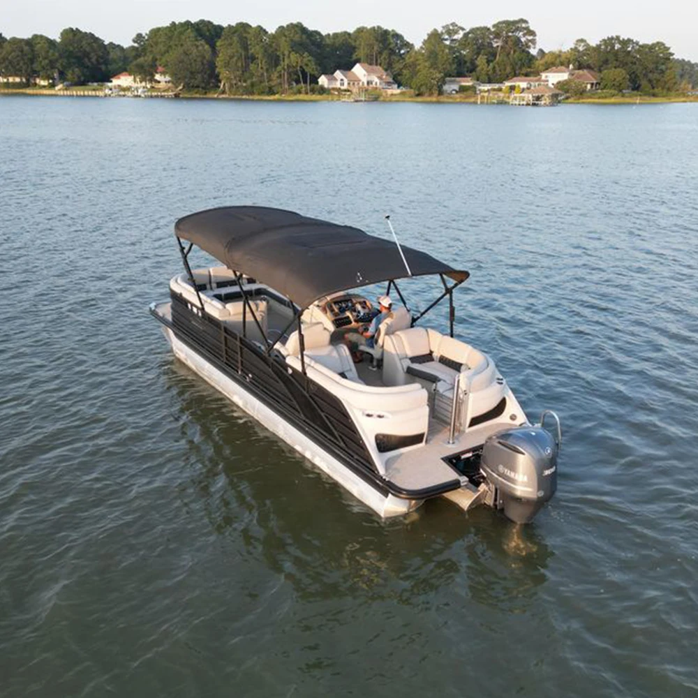 Custom Luxury Yacht Equipped with High Speed Barge Pontoon Boat Features Tent Aluminum Hull Outboard Engine CE Certified