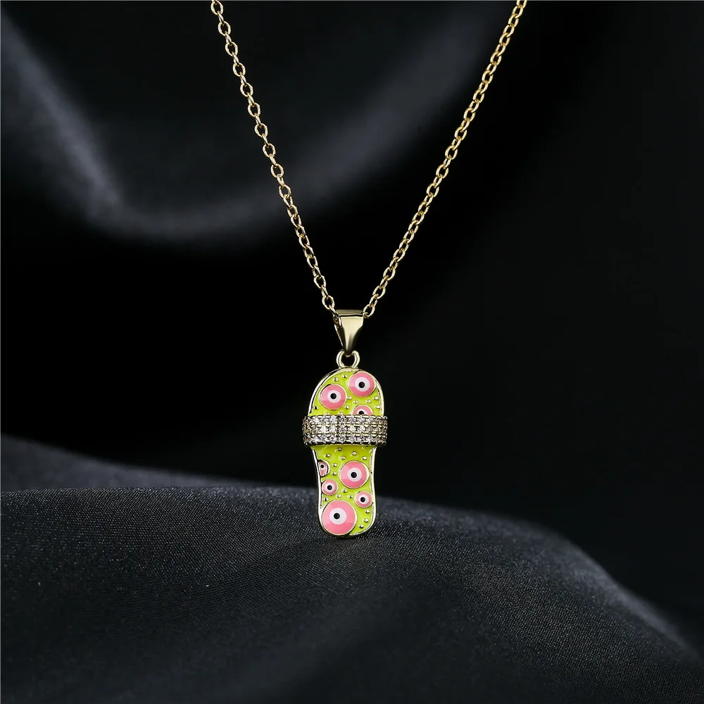 2022 Summer jewelry Hot Sell Gold Colorful Slipper Necklace