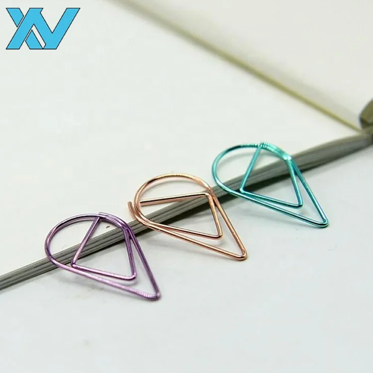 Innovation stationery gifts golden water drop design memo message paper clips