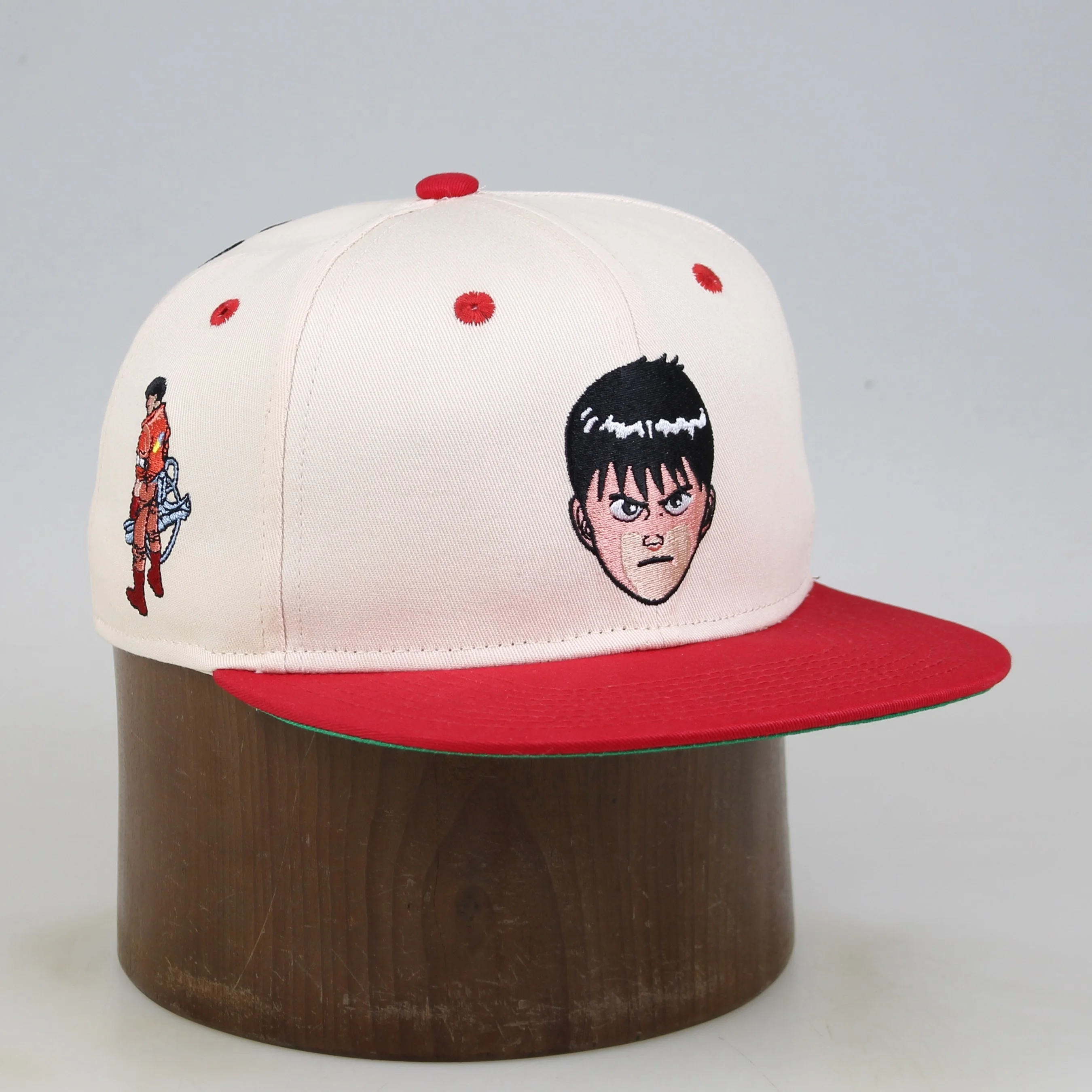 Винтажная Кепка Red Flat Bill, баскетбольная Кепка, Снэпбэк Кепка с кремовой короной, модные двухцветные Снэпбэк кепки с вышивкой логотипа на заказ