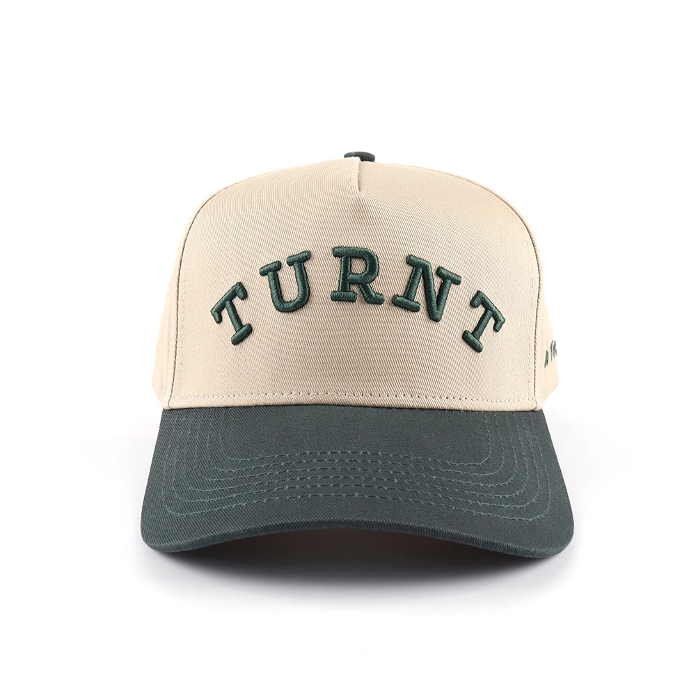 Wholesale High Quality Fashion Custom 3D embroidery 5 Panel Two Tone cap Adjustable Cotton Baseball Curved Brim Hat