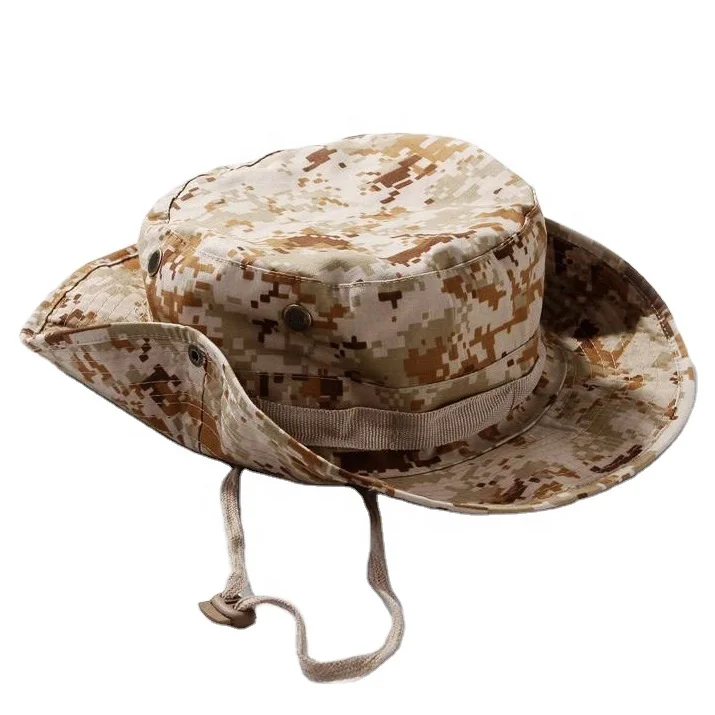 Desert Jungle Camo Tactical Boonie Hat Custom Design Logo String Hunter & Fisherman Hat Tactical Boonie Bucket Hat