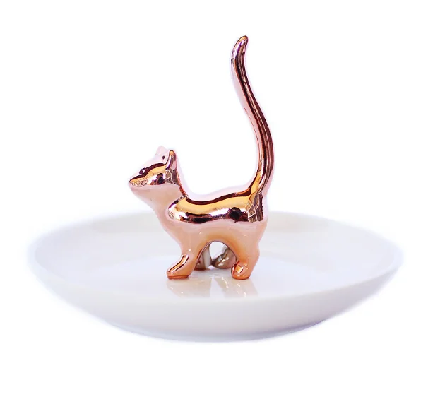 Luxury Porcelain Key Holder Ceramic Jewelry Ring Tray Decor Plate Creative 3D Animal Design Trinket Holder for Jewelry Organizer