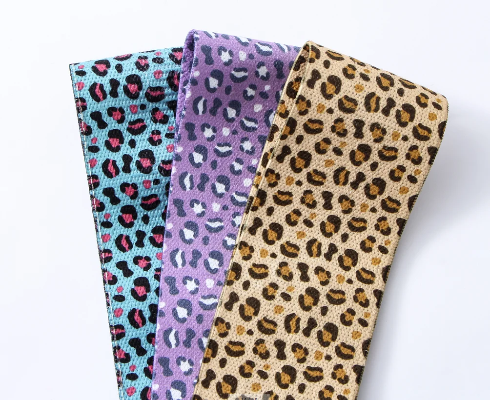 
MULTI-ELASTICITY Leopard Print Yoga Gym Exercise fitness squat Polyester cotton latex silk Non Slip Hip Circle Resistance Bands 