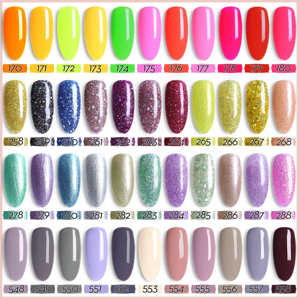 Free Sample 15 Ml China New High Quality Pigmented Solid Pure Color Black Brown Pink White UV Esmaltes Nail Gel Polish