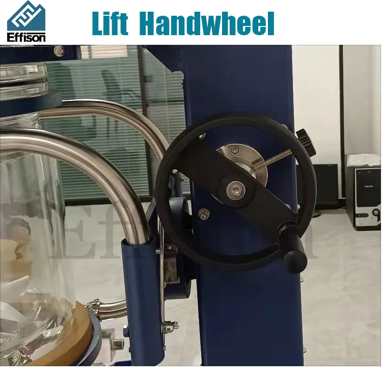 Lifting rotary jacketed glass chemical reactor 10L with PTFE two-layer