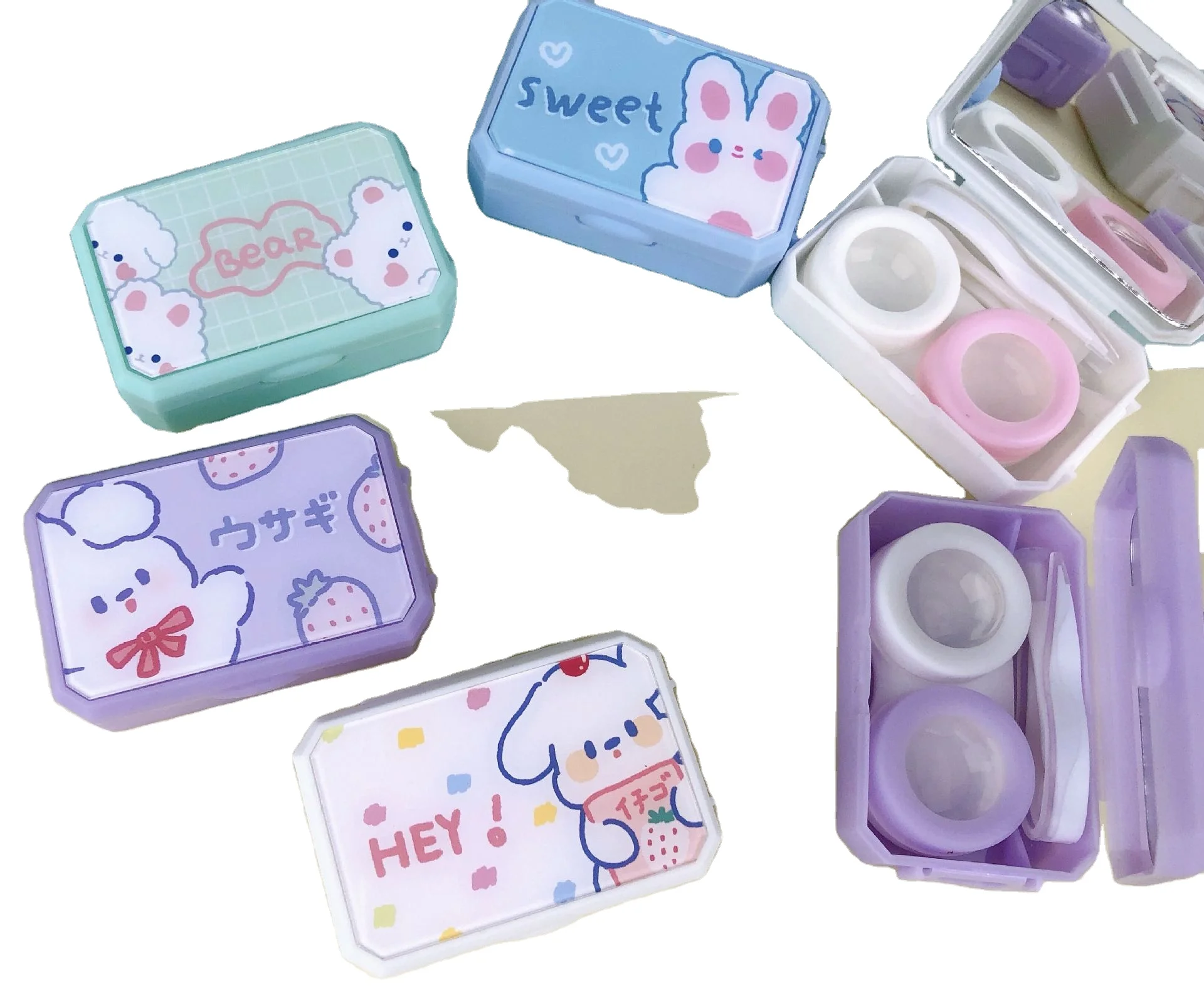 Animal Mini Plastic Contact Lens Case Cosmetics Contact Lens Travel Box for Girls Students