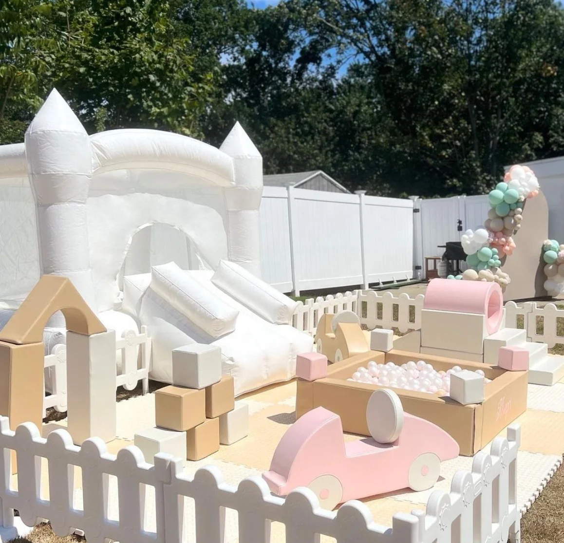 Soft play equipment set neutral color pink soft play equipment kids soft play package