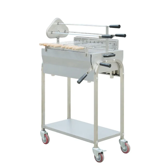 Сверхмощный коммерческий гриль для барбекю на древесном угле из нержавеющей стали с вентилятором dranght