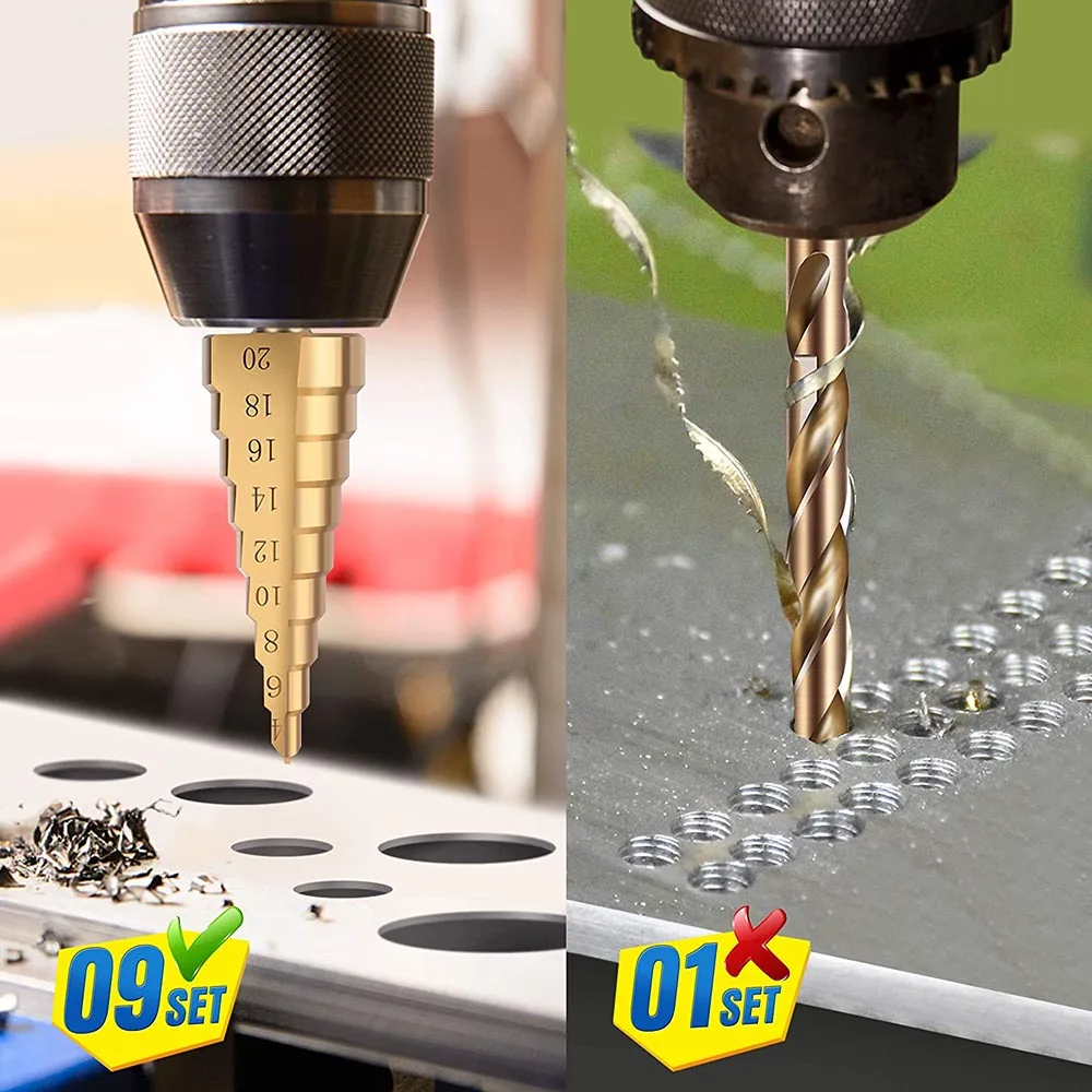 Custom Hex Shank Hss Titanium Coated Step Drill Bit HSS Wood Metal Drilling Power Tools