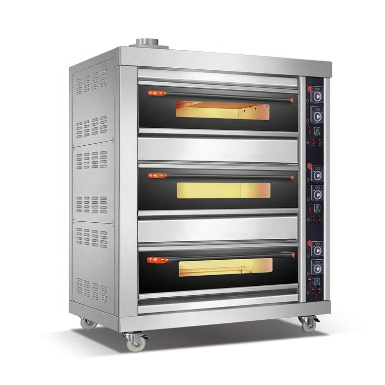 3 Deck 6 Trays Bread Oven Industrial Bakery Bread Pizza Biscuit Baking Oven for Sale
