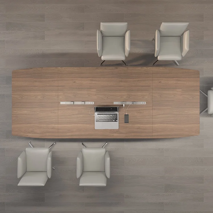 Modern New Design Board Room Furniture Table De Reunion Walnut Conference Meeting Table