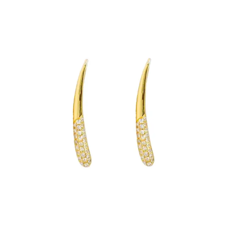 S925 Sterling Silver European And American Fashion Ins Ivory Diamond All-match Climber Earrings For Ladies