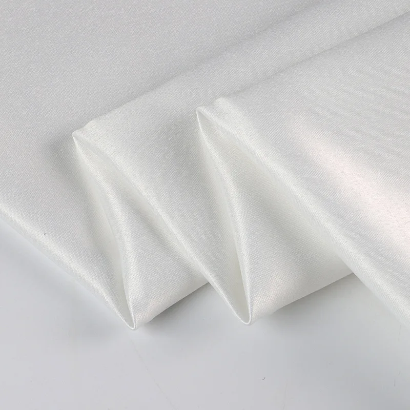 Factory Price 100% Polyester Recycled Satin-Fabrics 2024 White Bridal Stretch Silk Satin Fabric for Wedding Dress