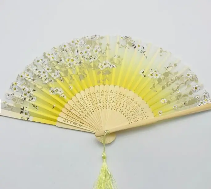 Promotional Customized Printed Japanese Silk Fabric  Folding Hand Fan