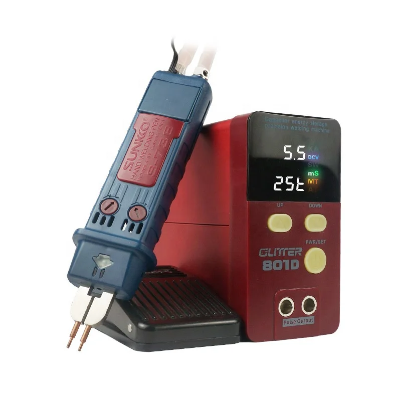 GLITTER 801D Storage Capacitor Spot Welding Machine LED Digital Display SUNKKO 801D 12KW Battery Portable Small Spot Welder