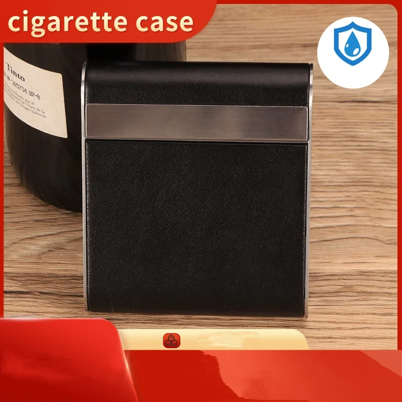 Wholesale Fashion Cowhide 20pcs Whole Package Metal Cigarette Case Smoking Accessories Custom Leather Cigarette Case