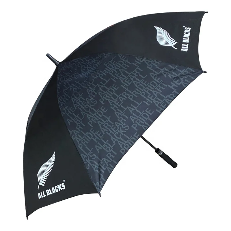 Высокое качество, большой размер, двойной навес, черный зонт для взрослых, рекламная индивидуальная ткань из углеродного волокна, не минимальный зонт для гольфа