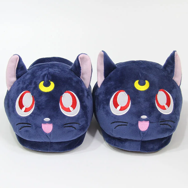 Japanese Cute Cartoon Luna Cat Plush Slippers Anime American Girl Warrior Around Creative Home Cotton Shoes
