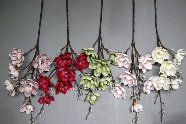 Arrangement Foam Tall Single Stem magnolia Silk Flowers Artificial magnolia Faux Evergreen Flower for Decoration
