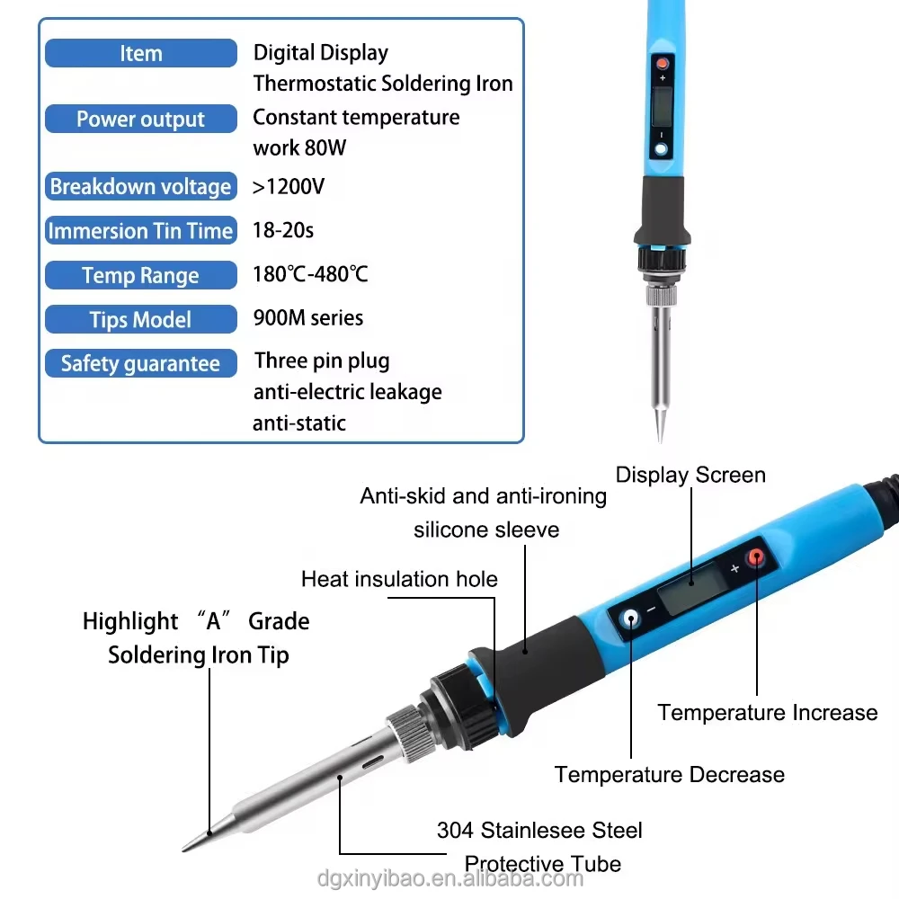 5 in 1 Soldering Iron Set LCD Digital Display Adjustable Temperature 80W Welding Tool Iron Tip/tin Wire/stand/solder Paste