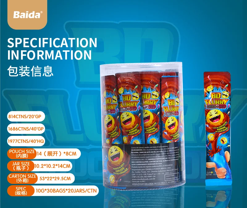 BD Flurry Bag package Chocolate paste with popping candy Perfect Topping