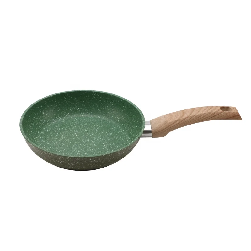Wholesale Home Kitchen Green Forged Aluminum Induction Nosntick Granite Xylan Coating Nordic Germany Frying Pan