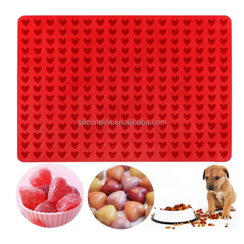 Pet Treats Baking Mold Mini Hearts Silicone Molds for Candy Gummy Candy Molds for Ganache Jelly Caramels Cookies Backing Tool