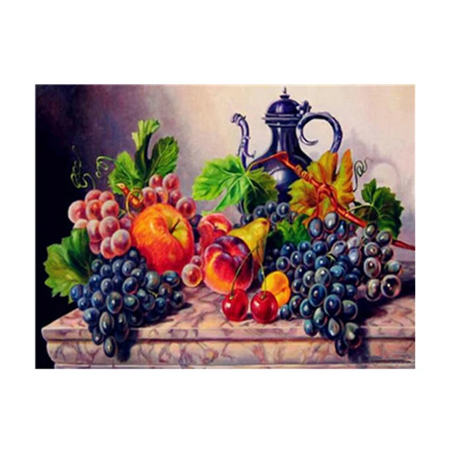 Wholesale Full Square Round Drill  Fruit Diamond painting landscape paintings for home decor  5D Diy Diamond Painting kits