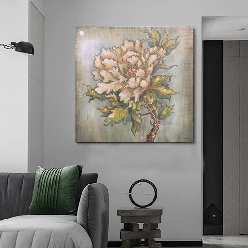 JZ Home Decor Large Rose Hand Painted Oil Paintings Canvas Wall Art Work Abstract Paintings With Flowers