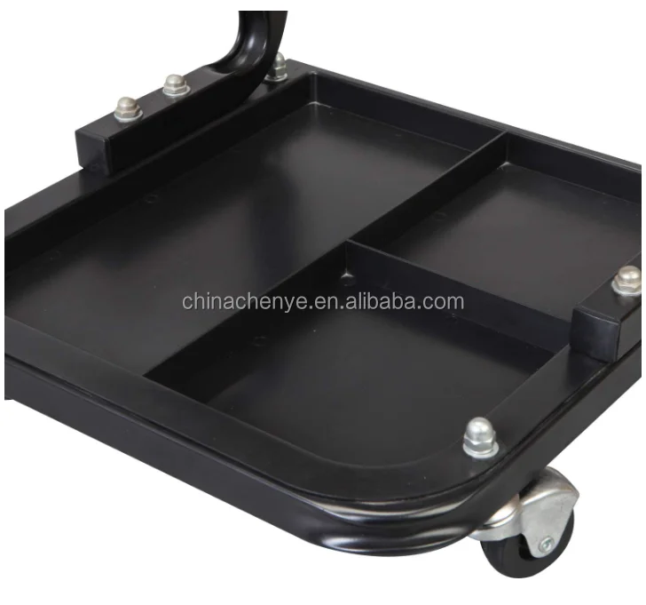 Black Rolling Creeper Garage/Shop Seat: Padded Mechanic Garage shop Stool with Tool Tray Storage