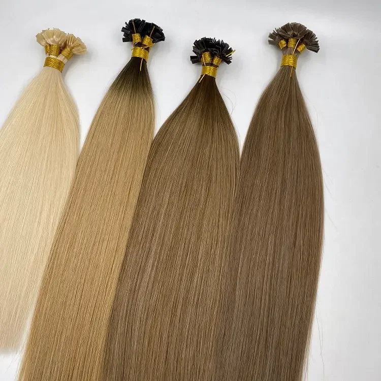 Double Drawn i tip Pre-bonded Keratin 20 22 24 26 28 Inches Flat Tip Hair Extensions Natural Russian itip human hair extensions