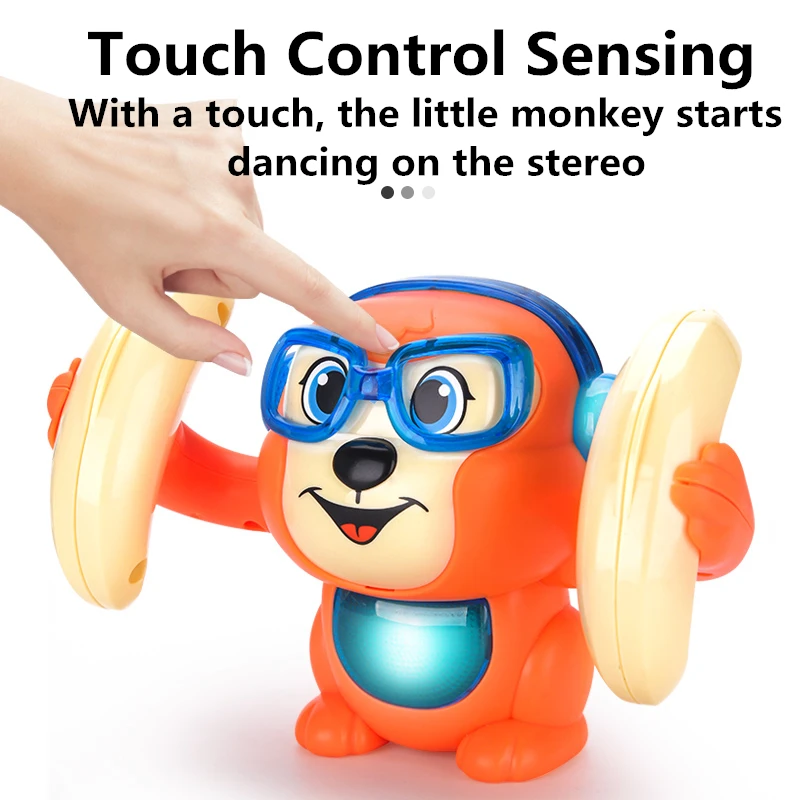 
Wholesale Cartoon small toys for kids wild animal toy sound activated rubber tumbling monkey 