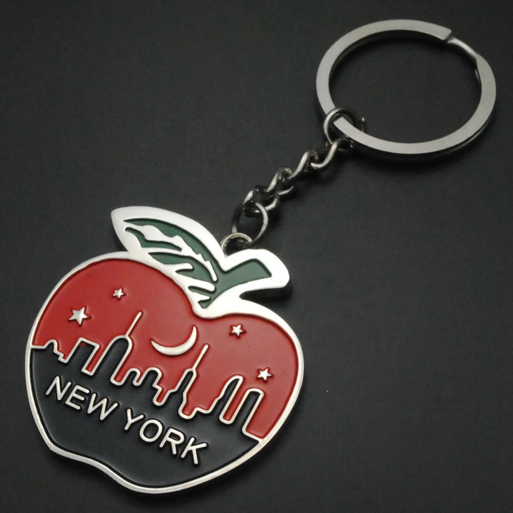 custom enamel new york souvenir key chain apple keying
