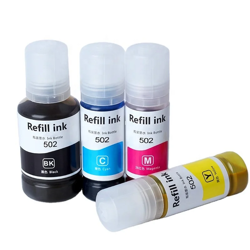 Refill 502 Ink T502 T5021 T5022 T5023 T5024 Good Color Compatible Bulk Bottle Water Based Refill Dtg Eco Ink for Epson ET-2750