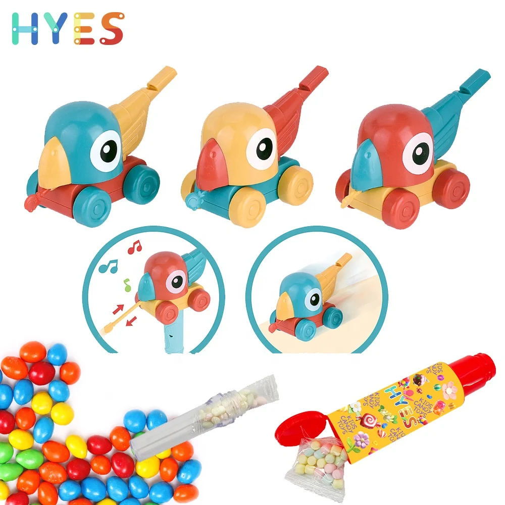 Huiye Whistle Bird Candy Toys Cartoon Bird Car Candy Toys With Jelly Bean Funny Filling Tube Candy Toys For Kids Holiday Gifts
