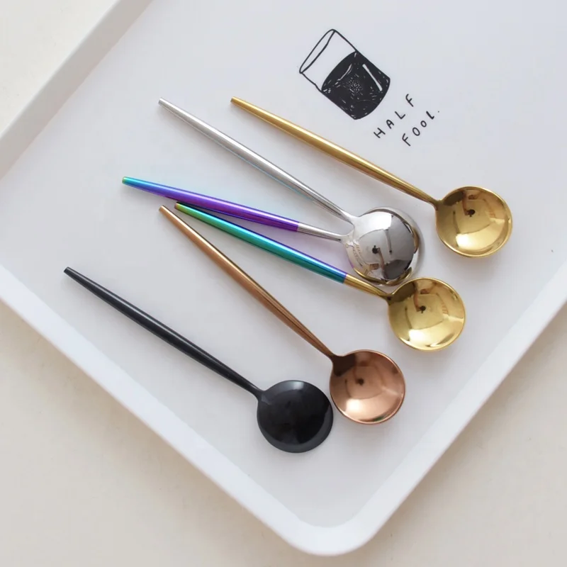 Stainless steel gold black copper tea coffee spoon