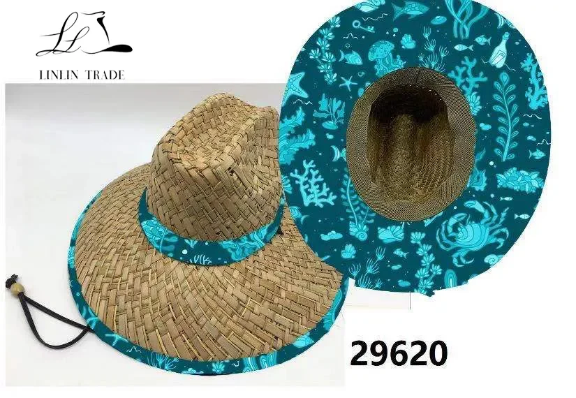 Wholesale lifeguard hat summer straw hat hats with custom logo 1 buyer