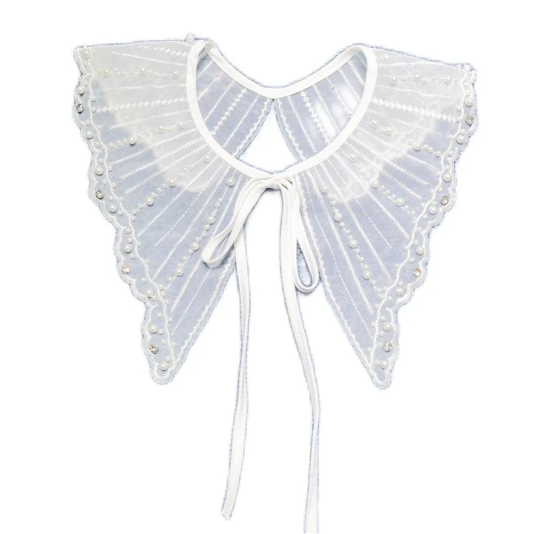 Fashion Ladies White Black Rhinestone Crystal Beaded Women Detachable False Collar