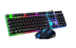 Проводной светящаяся клавиатура и мышь комплект USB Радужная подвеска с подсветкой клавиатуры и мыши