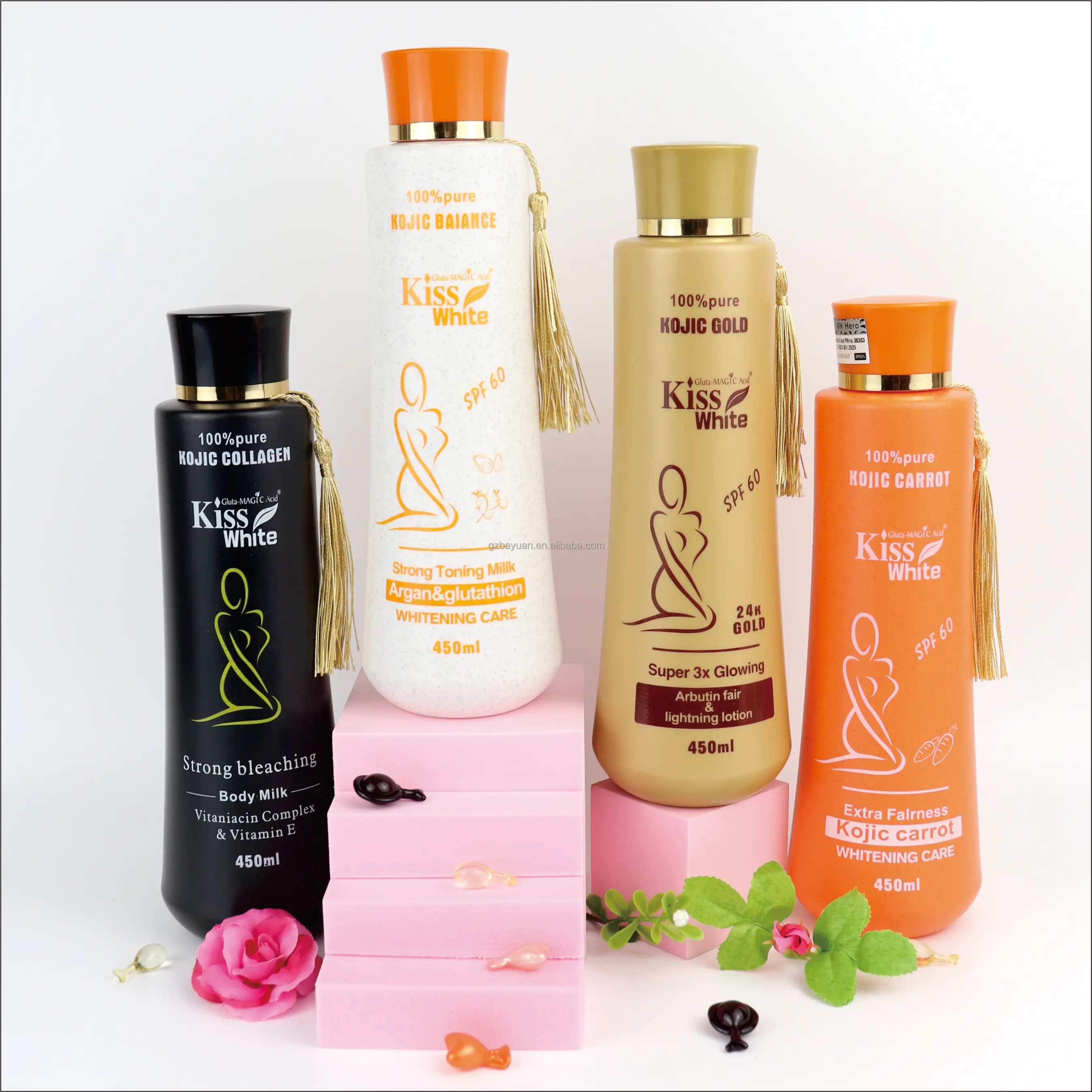 Крем для тела Kiss White от частного бренда молочный Осветляющий Kojic коллаген морковь светящийся отбеливающий лосьон черной