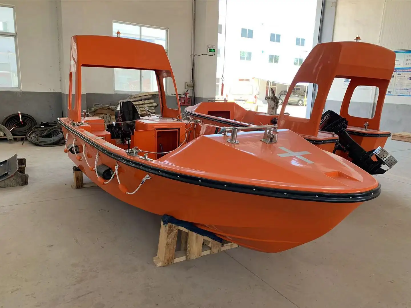 CCS Approved fiberglass rescue boat lifesaving boat with 25HP outboard engine