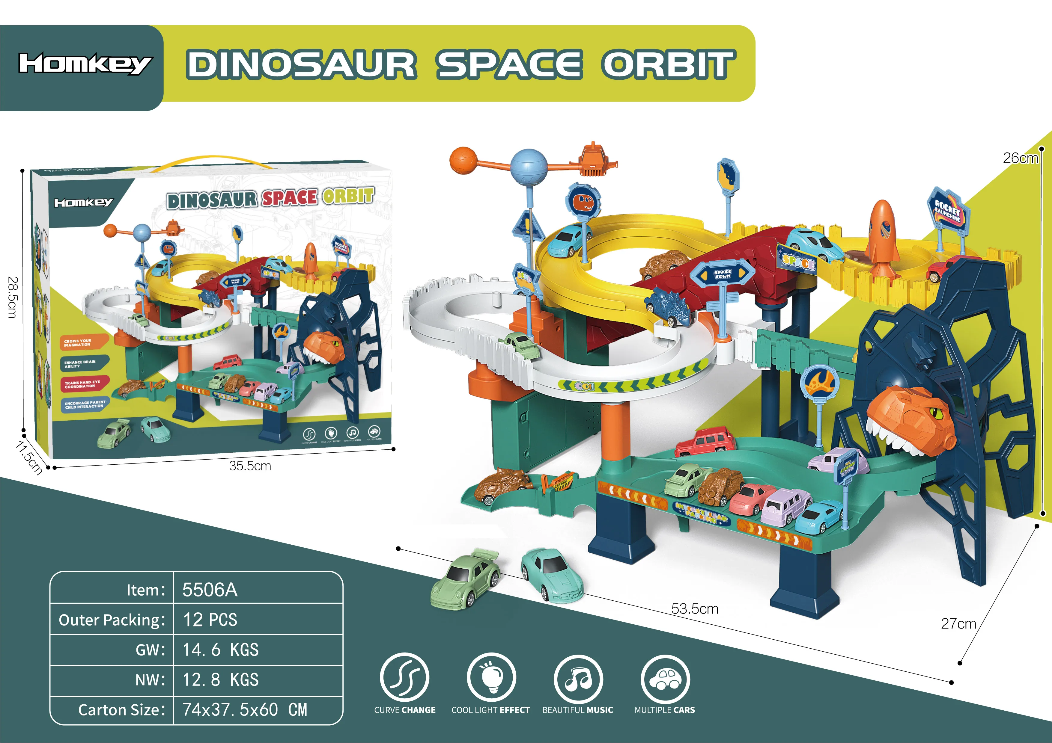 Hot selling dinosaur winding mountain road rail car children car adventure multi-storey car park children toys