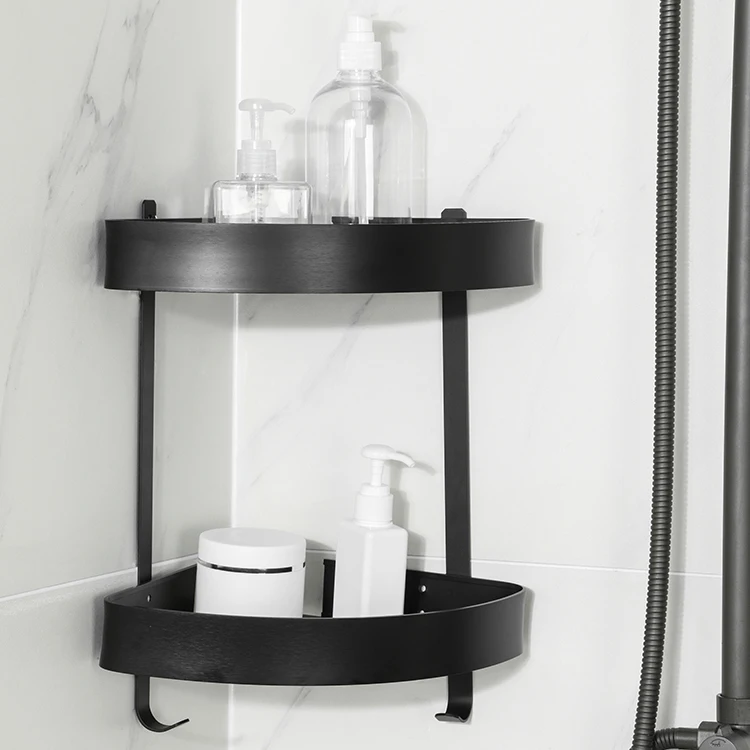 Low MOQ bathroom accessories wall mounted rack organizer bathroom corner storage shelf
