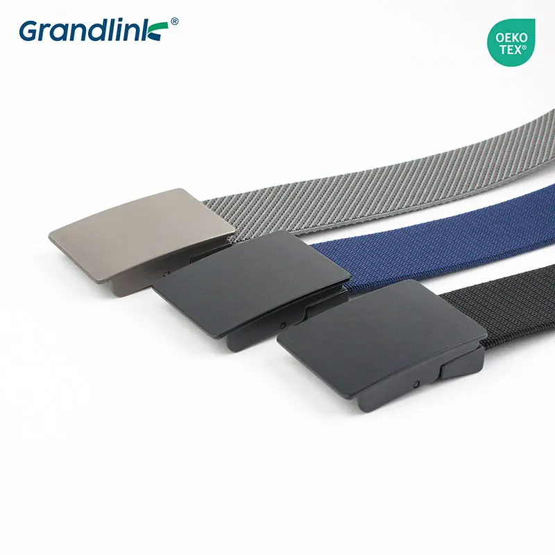 Factory Alloy Tactical Belt Polyester Buckle Weaving Stretch Fabric Belts Custom Logo Outdoor Adjustable Nylon Men Canvas Belt