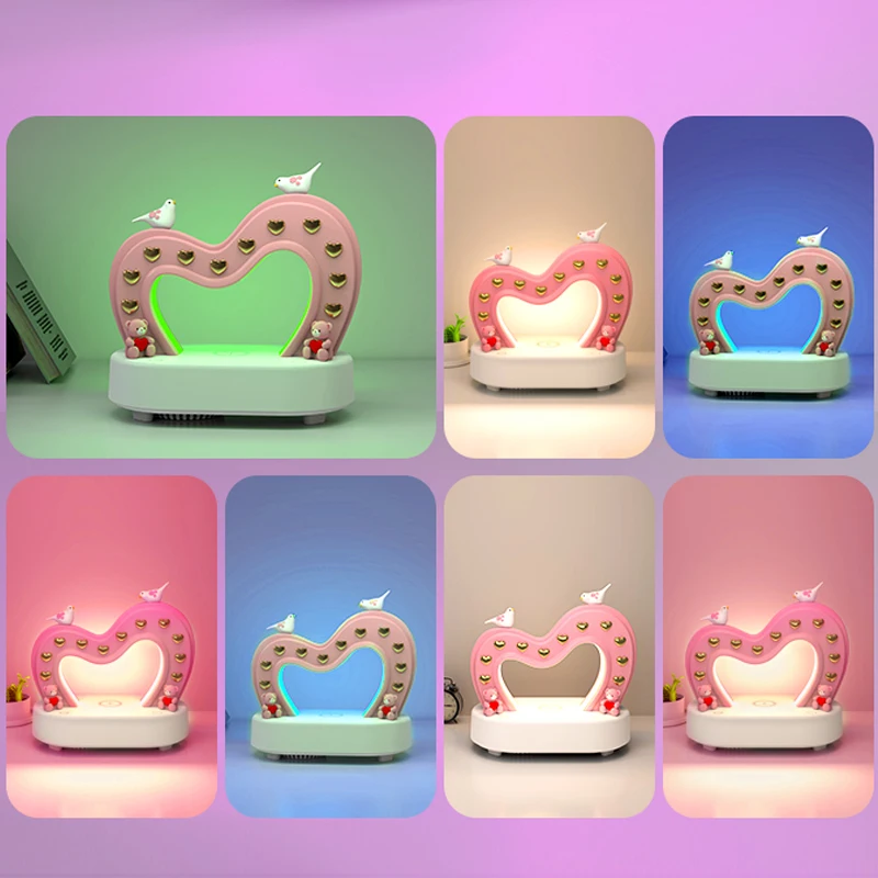 Bedroom Colorful Atmosphere Night Light Rechargeable Decoration  Blue Tooth Speaker LED Wireless Charging Desk Table Lamp