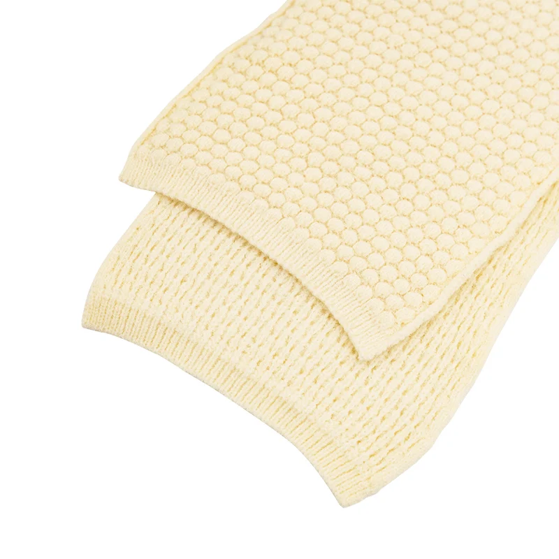 Wholesale Fashion Girls Warm Cozy Wrap Neck Solid Colors Thick Pearl Scarves Knitted Winter Scarf