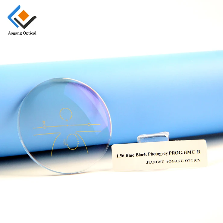 1.56 hmc Progressive Photo blue cut lens UV420 spectacle lentes opticos optic Progressive Photochrom blue block optical lenses